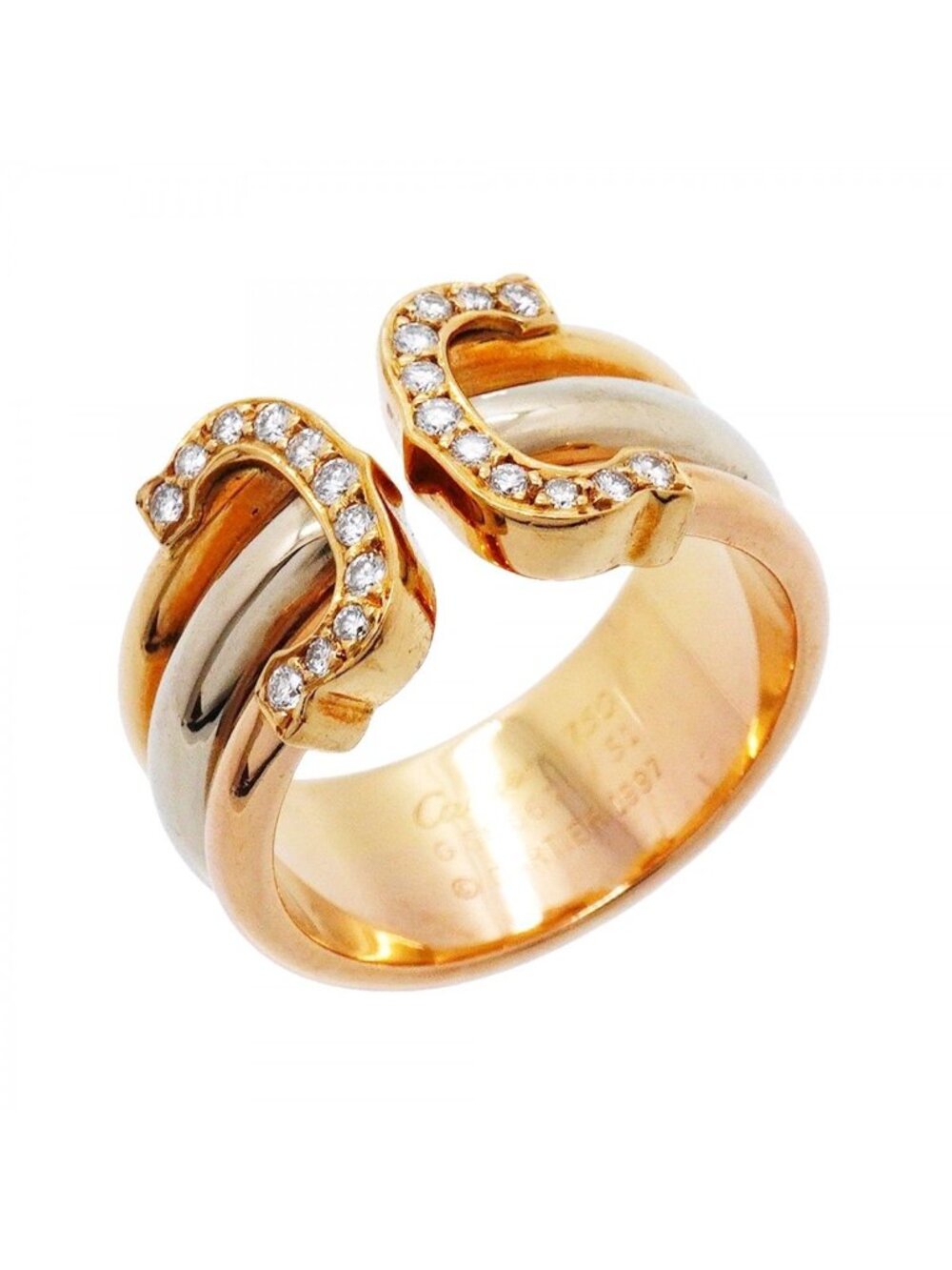 Cartier Ring 2C 18k Yellow Gold 18k White 18k Pink Diamond